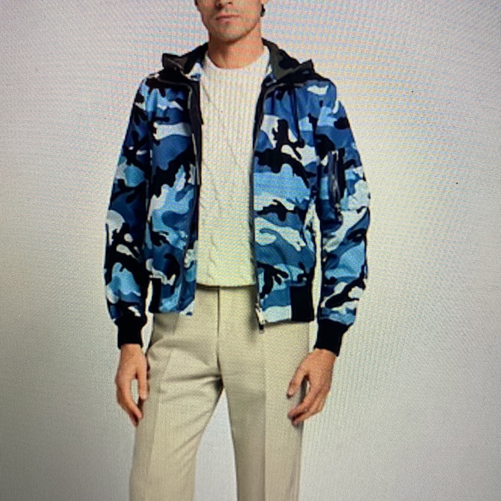 Valentino Bomber blue camouflage with removable hood